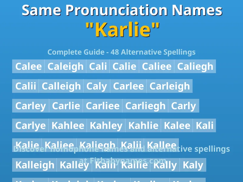 Infographic: Karlie same pronunciation names, similar names, and homophone names