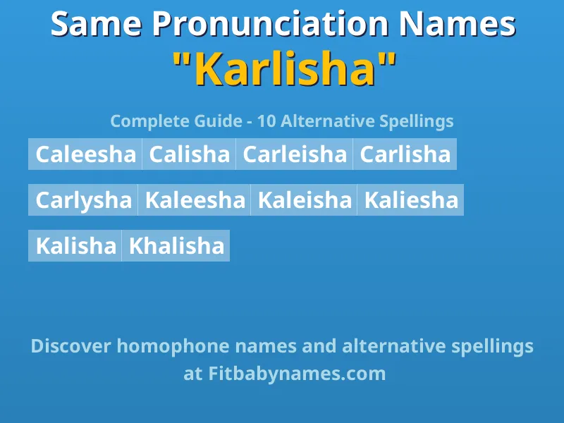 Infographic: Karlisha same pronunciation names, similar names, and homophone names