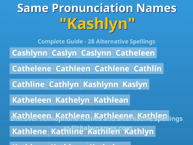 Infographic: Kashlyn same pronunciation names, similar names, and homophone names