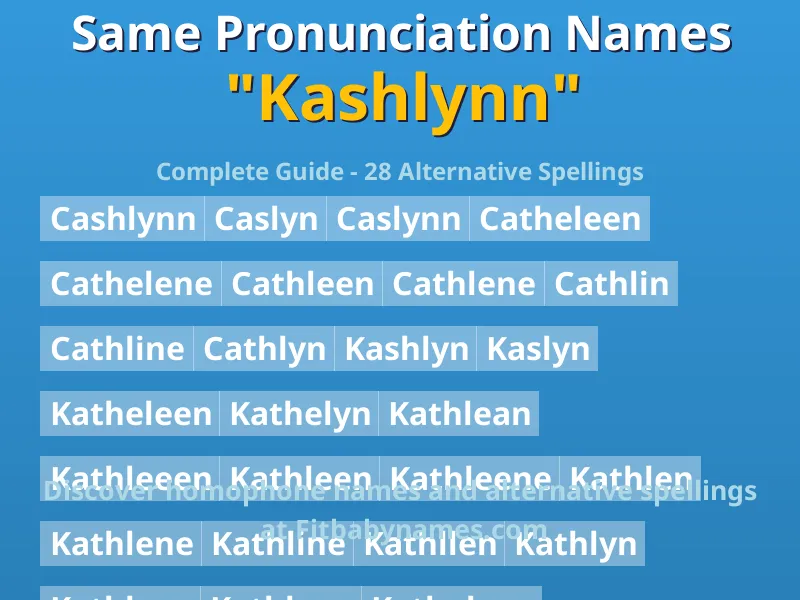 Infographic: Kashlynn same pronunciation names, similar names, and homophone names