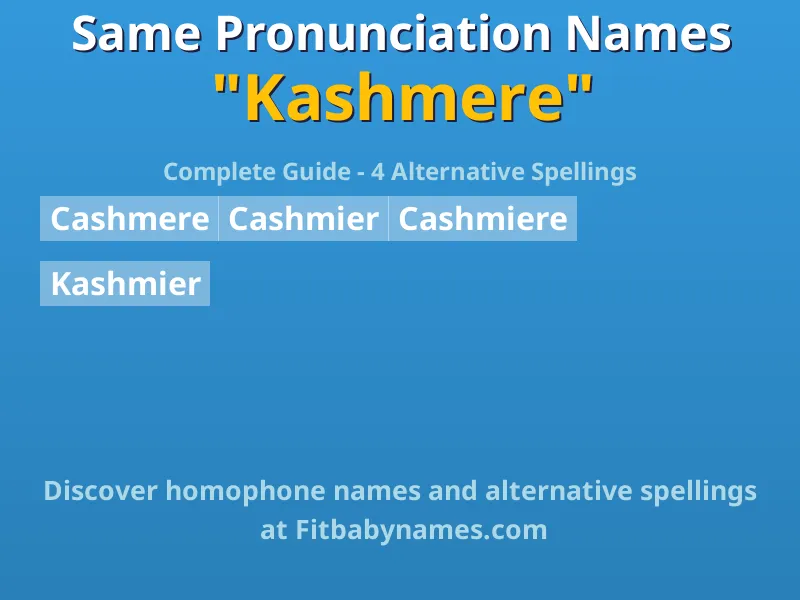 Infographic: Kashmere same pronunciation names, similar names, and homophone names