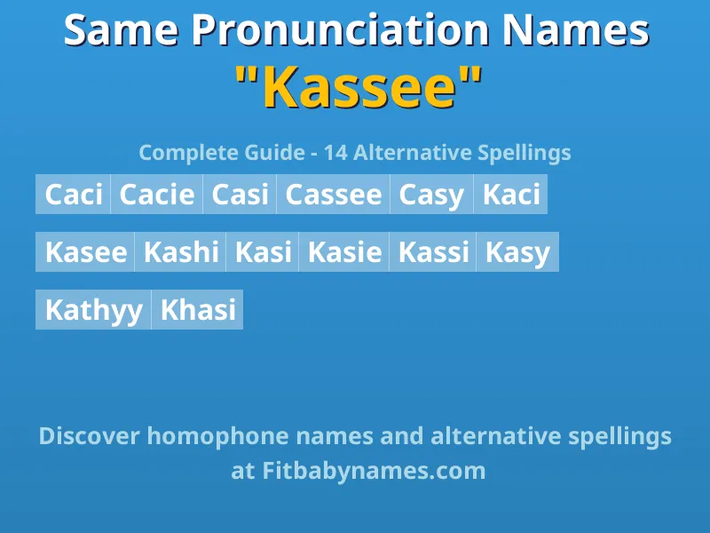 Infographic: Kassee same pronunciation names, similar names, and homophone names