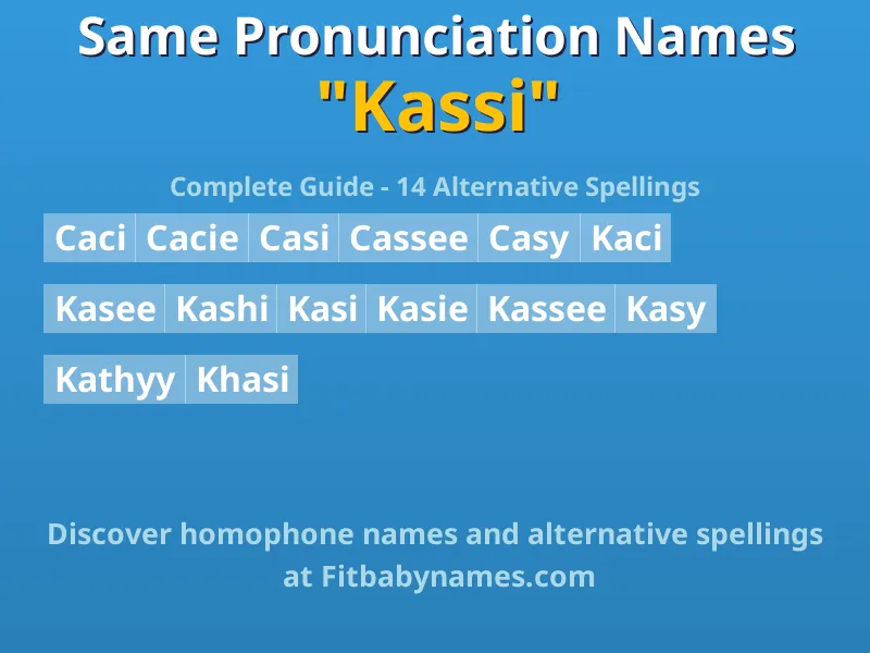 Infographic: Kassi same pronunciation names, similar names, and homophone names