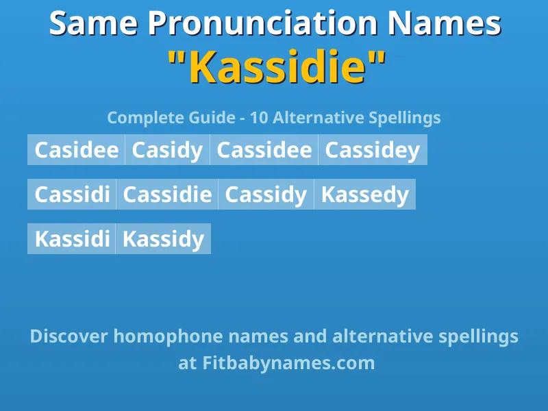 Infographic: Kassidie same pronunciation names, similar names, and homophone names
