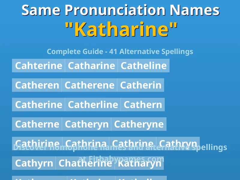Infographic: Katharine same pronunciation names, similar names, and homophone names