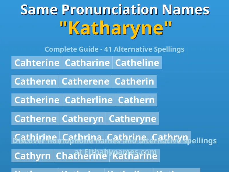 Infographic: Katharyne same pronunciation names, similar names, and homophone names