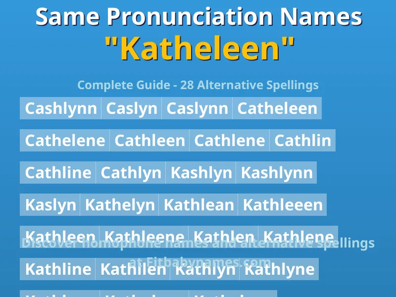Infographic: Katheleen same pronunciation names, similar names, and homophone names
