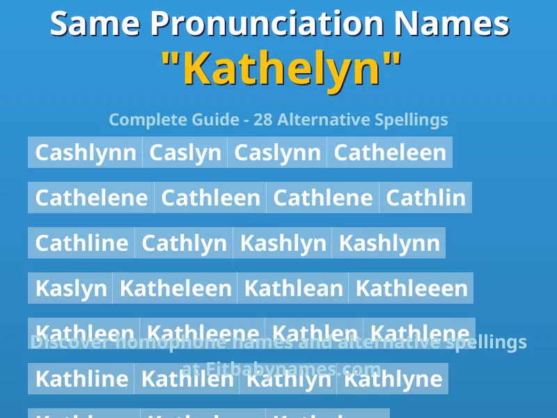 Infographic: Kathelyn same pronunciation names, similar names, and homophone names