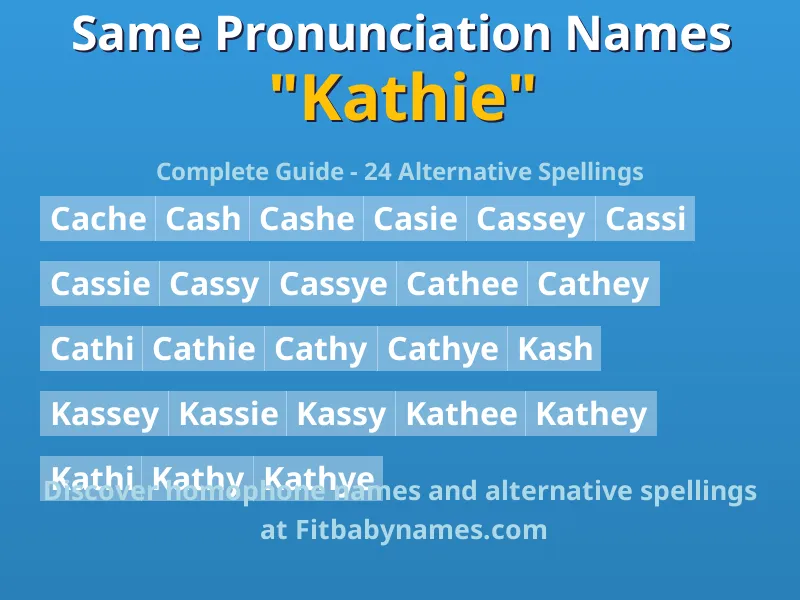 Infographic: Kathie same pronunciation names, similar names, and homophone names