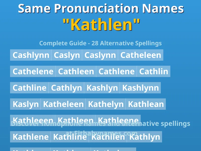 Infographic: Kathlen same pronunciation names, similar names, and homophone names