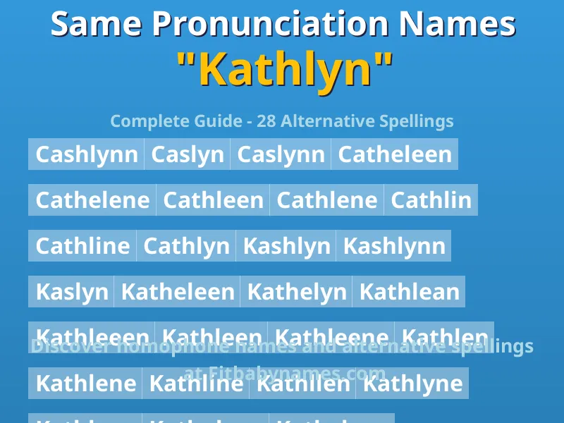 Infographic: Kathlyn same pronunciation names, similar names, and homophone names