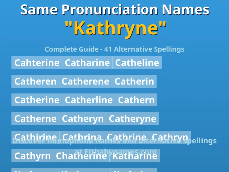 Infographic: Kathryne same pronunciation names, similar names, and homophone names