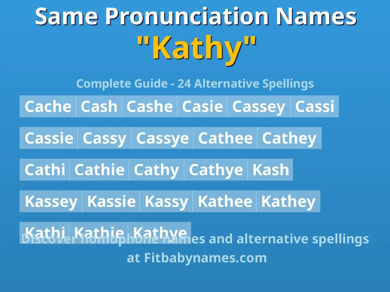 Infographic: Kathy same pronunciation names, similar names, and homophone names
