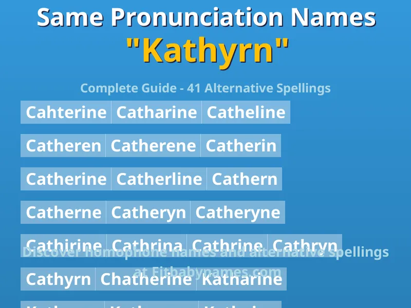Infographic: Kathyrn same pronunciation names, similar names, and homophone names