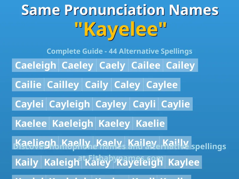 Infographic: Kayelee same pronunciation names, similar names, and homophone names