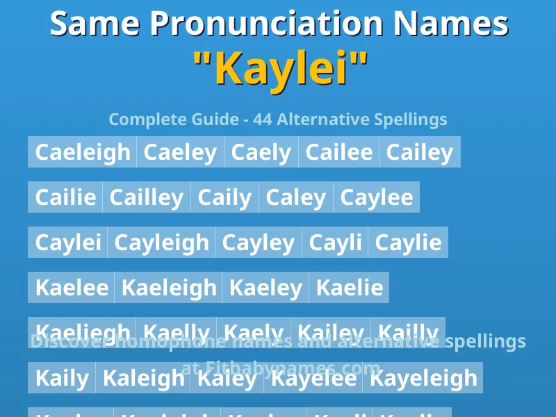 Infographic: Kaylei same pronunciation names, similar names, and homophone names