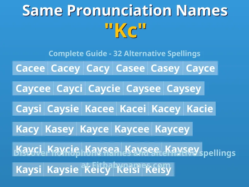 Infographic: Kc same pronunciation names, similar names, and homophone names