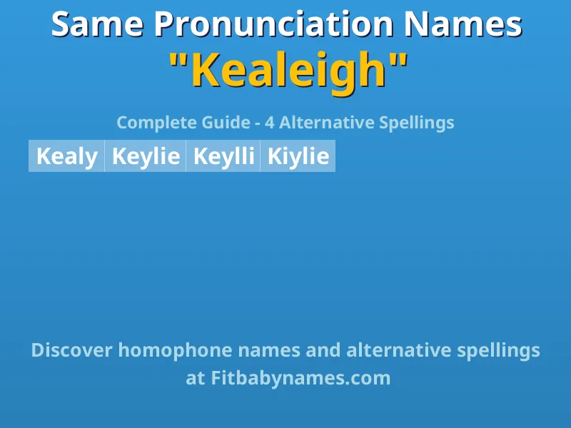 Infographic: Kealeigh same pronunciation names, similar names, and homophone names
