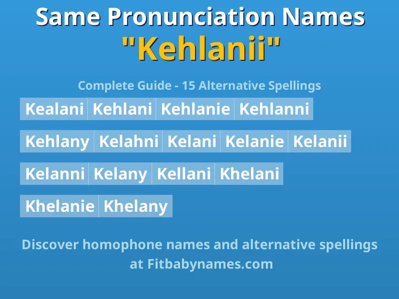 Infographic: Kehlanii same pronunciation names, similar names, and homophone names