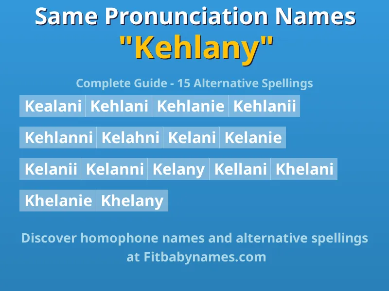 Infographic: Kehlany same pronunciation names, similar names, and homophone names