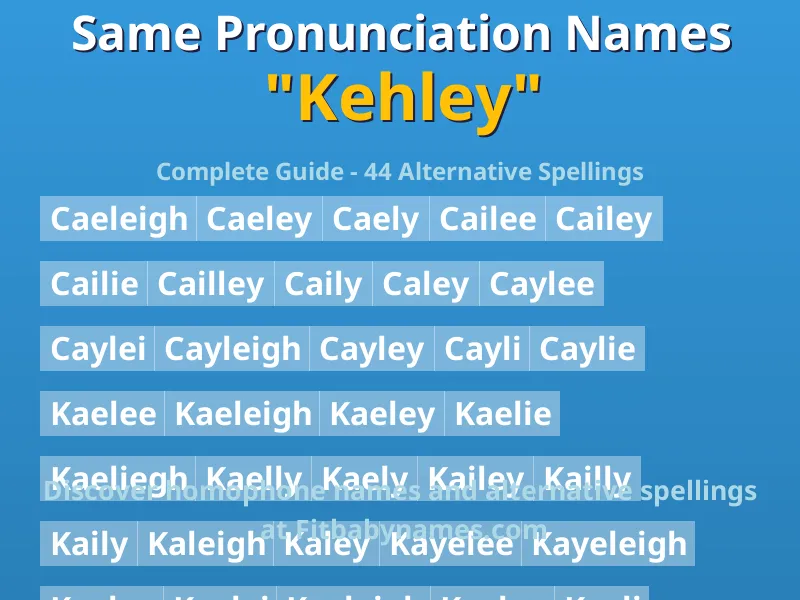 Infographic: Kehley same pronunciation names, similar names, and homophone names