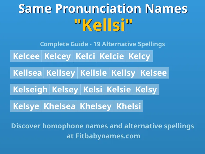 Infographic: Kellsi same pronunciation names, similar names, and homophone names