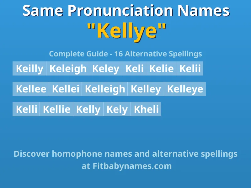 Infographic: Kellye same pronunciation names, similar names, and homophone names