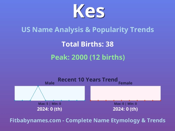 Infographic: Kes name meaning, origin, and popularity trends in the United States (US baby name analysis chart)
