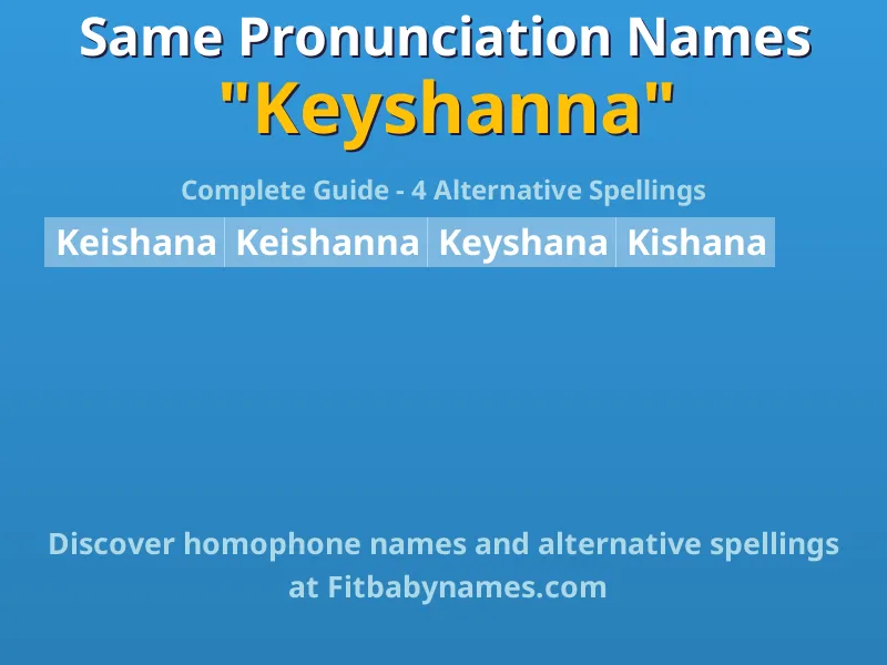 Infographic: Keyshanna same pronunciation names, similar names, and homophone names