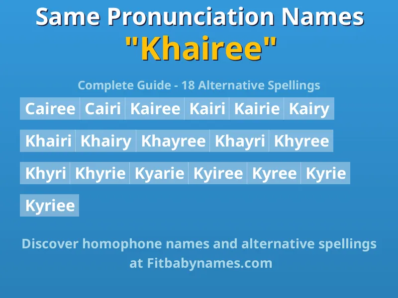 Infographic: Khairee same pronunciation names, similar names, and homophone names
