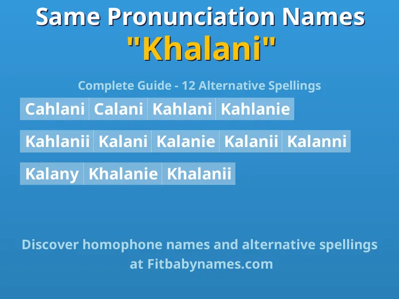 Infographic: Khalani same pronunciation names, similar names, and homophone names