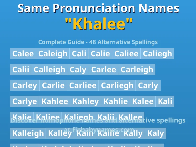 Infographic: Khalee same pronunciation names, similar names, and homophone names