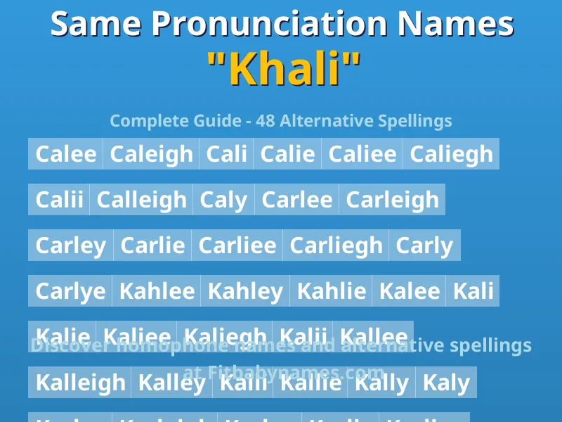 Infographic: Khali same pronunciation names, similar names, and homophone names