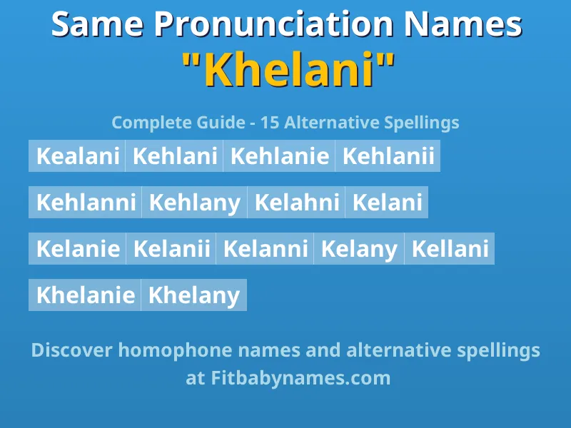 Infographic: Khelani same pronunciation names, similar names, and homophone names