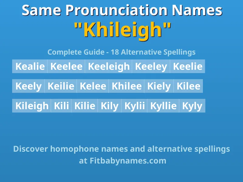 Infographic: Khileigh same pronunciation names, similar names, and homophone names