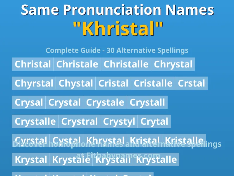 Infographic: Khristal same pronunciation names, similar names, and homophone names