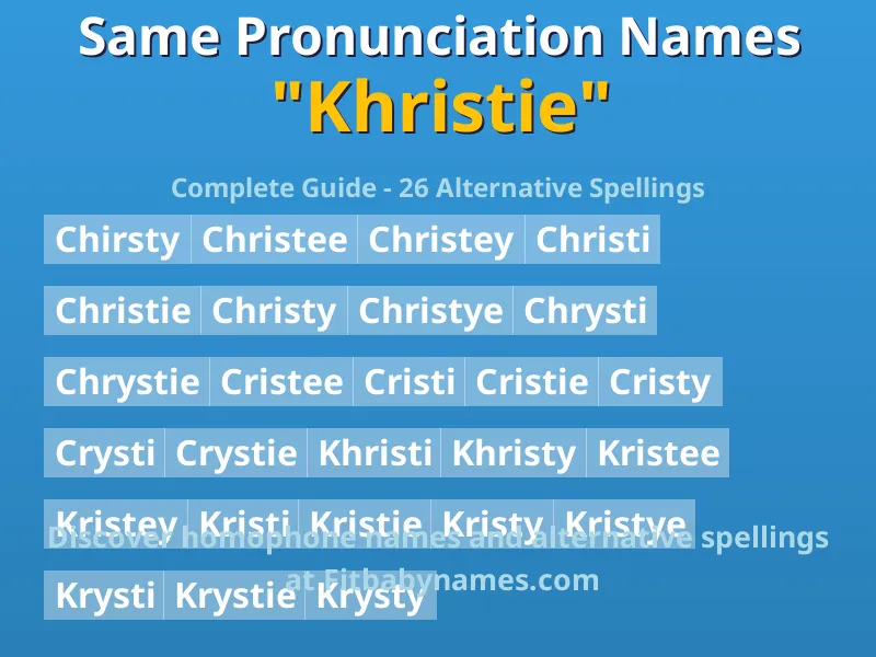 Infographic: Khristie same pronunciation names, similar names, and homophone names