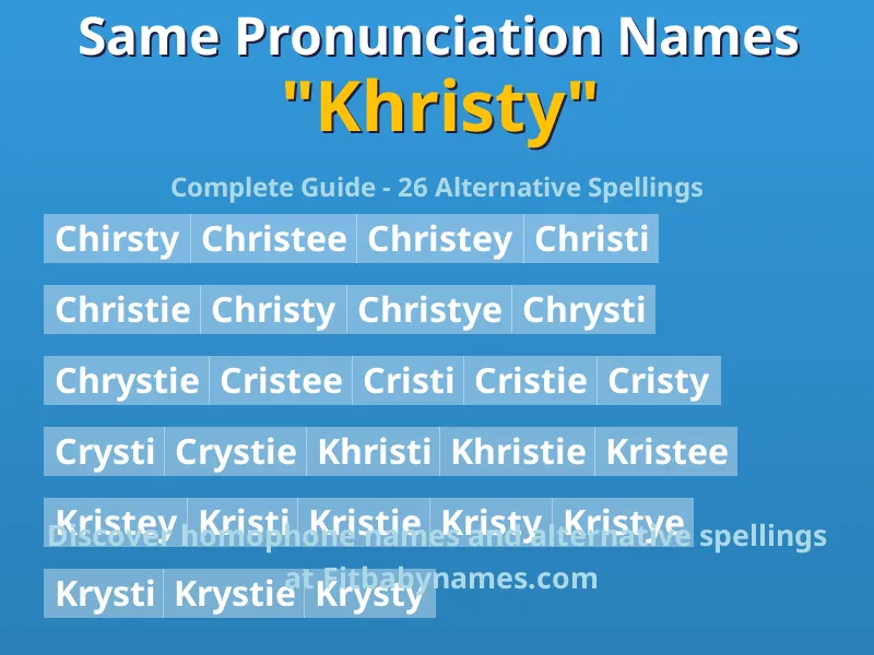 Infographic: Khristy same pronunciation names, similar names, and homophone names