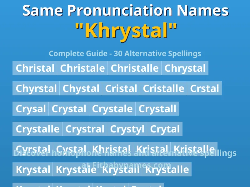 Infographic: Khrystal same pronunciation names, similar names, and homophone names