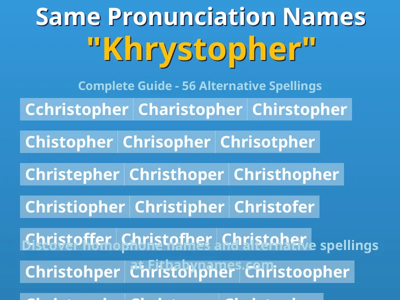 Infographic: Khrystopher same pronunciation names, similar names, and homophone names