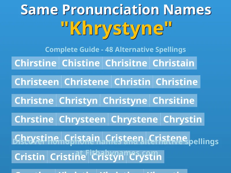 Infographic: Khrystyne same pronunciation names, similar names, and homophone names
