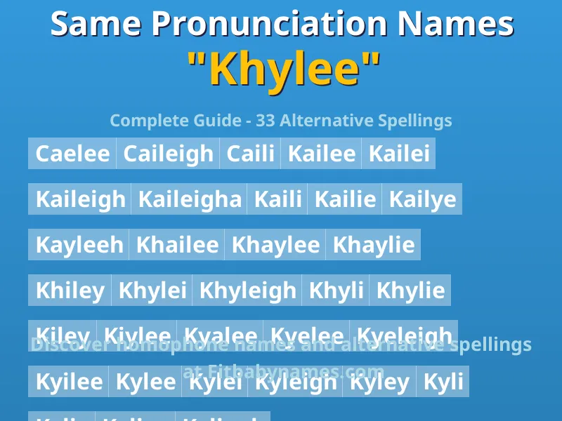 Infographic: Khylee same pronunciation names, similar names, and homophone names