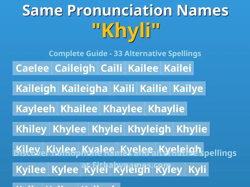 Infographic: Khyli same pronunciation names, similar names, and homophone names