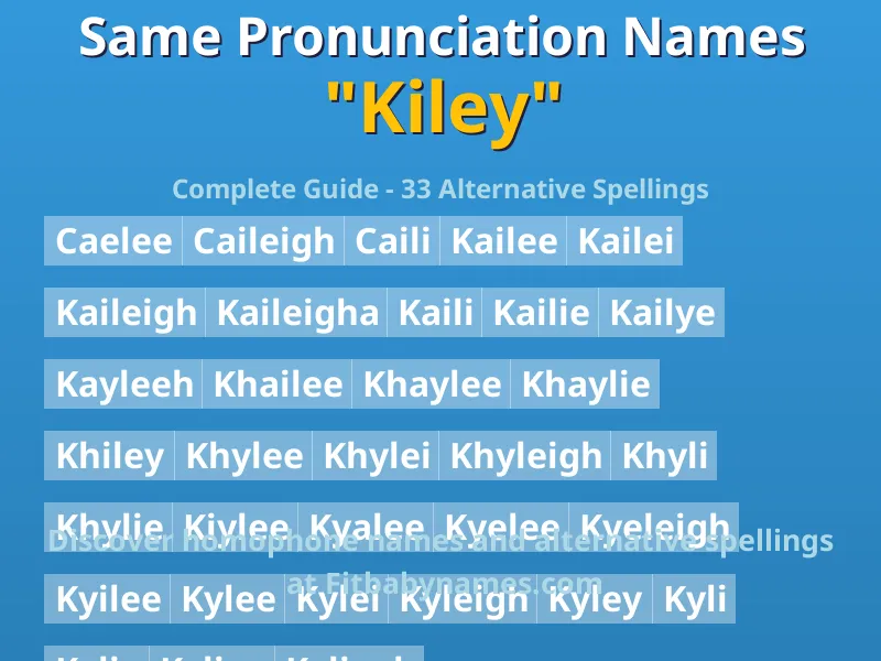Infographic: Kiley same pronunciation names, similar names, and homophone names