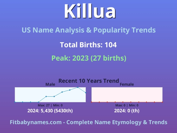 Infographic: Killua name meaning, origin, and popularity trends in the United States (US baby name analysis chart)