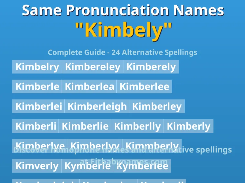 Infographic: Kimbely same pronunciation names, similar names, and homophone names