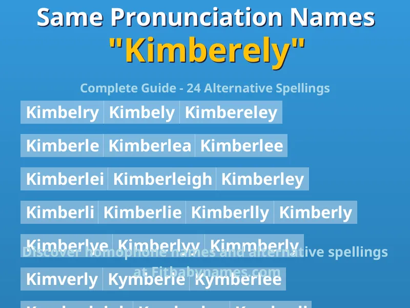 Infographic: Kimberely same pronunciation names, similar names, and homophone names