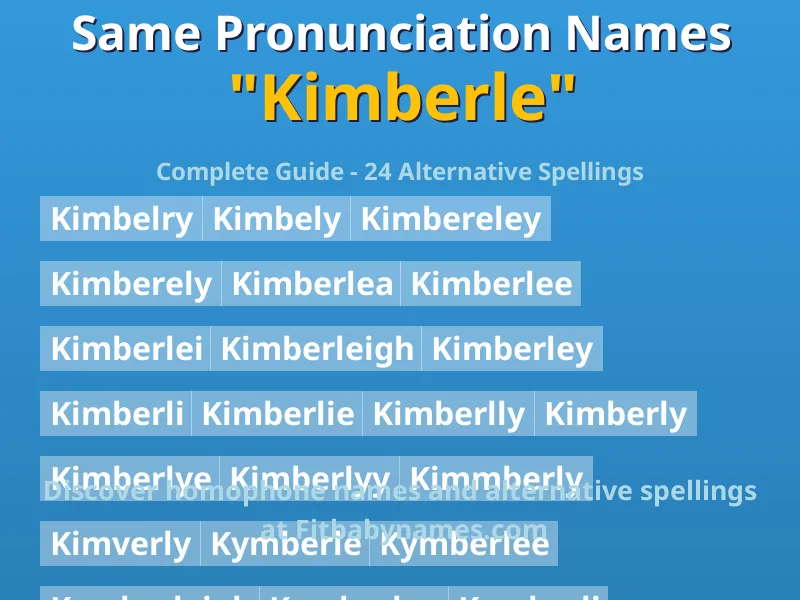 Infographic: Kimberle same pronunciation names, similar names, and homophone names