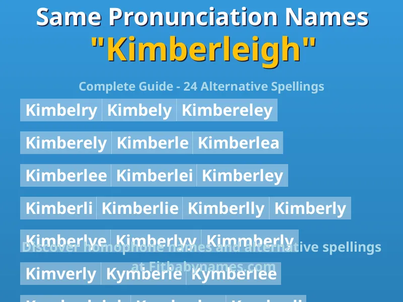 Infographic: Kimberleigh same pronunciation names, similar names, and homophone names