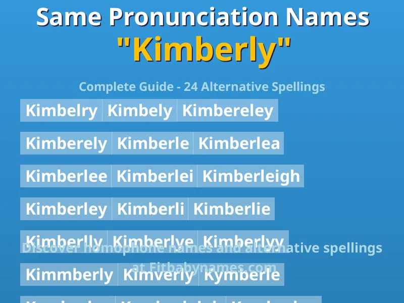 Infographic: Kimberly same pronunciation names, similar names, and homophone names